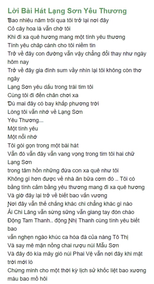Top 10 bài hát về Lạng Sơn hay nhất